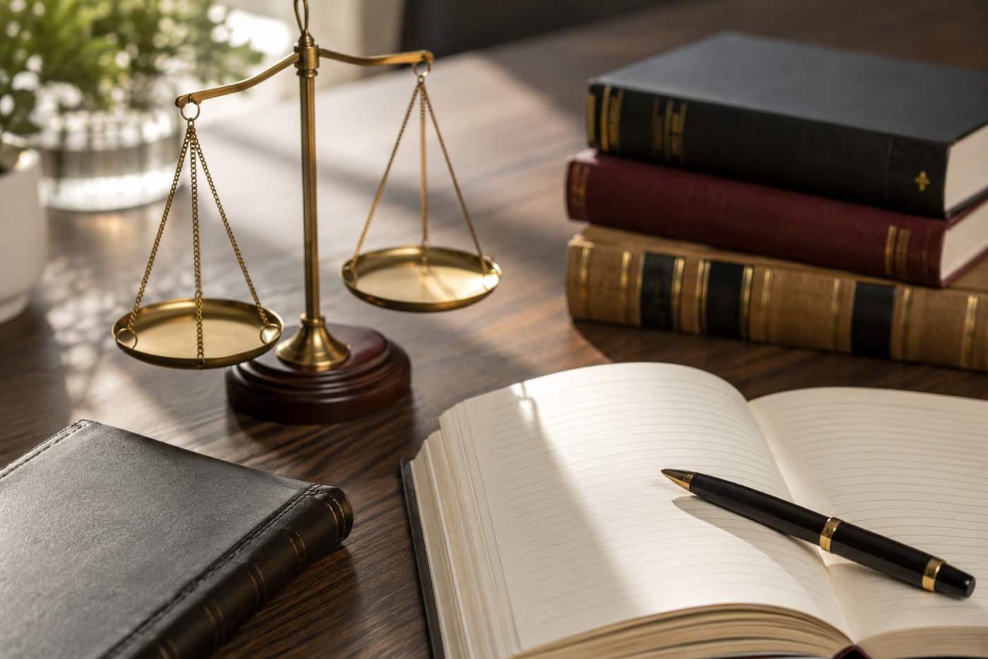 estate documents and books on desk